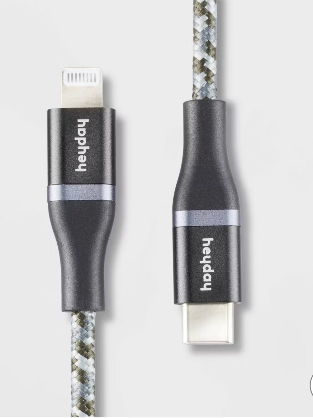 heyday 6ft Braided USB-C to Lightning Cable in Black